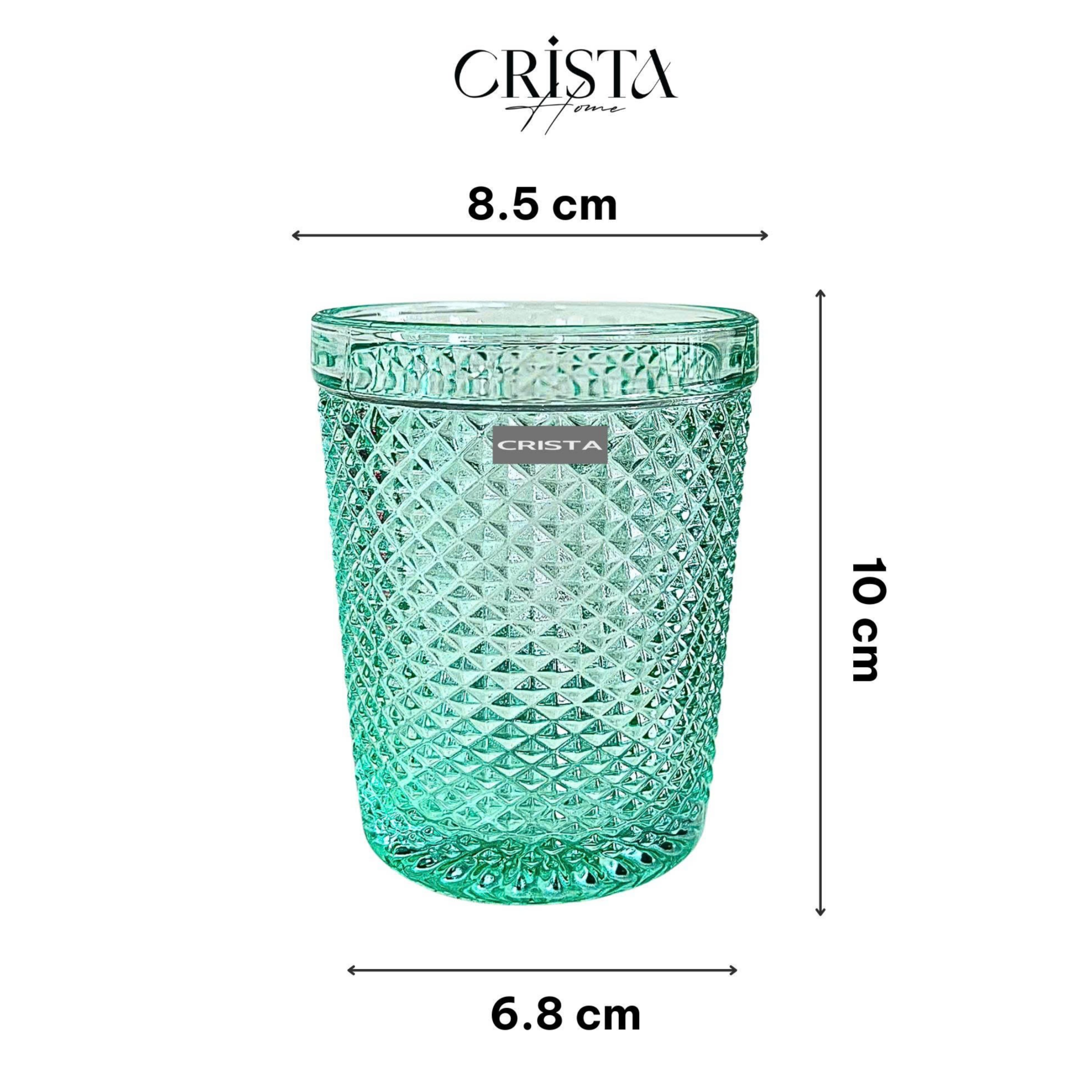 Diamond-Pattern Glass Tumbler Set (4 Pieces) – 300ml – MIXED 4 COLORS