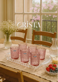 SET OF 6 CHECKERED GLASS TUMBLERS – PINK