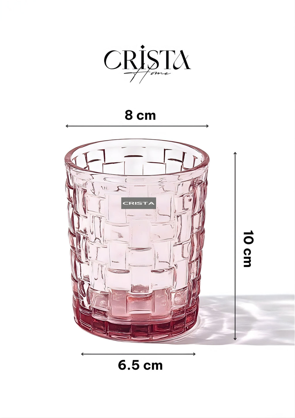 SET OF 6 CHECKERED GLASS TUMBLERS – PINK