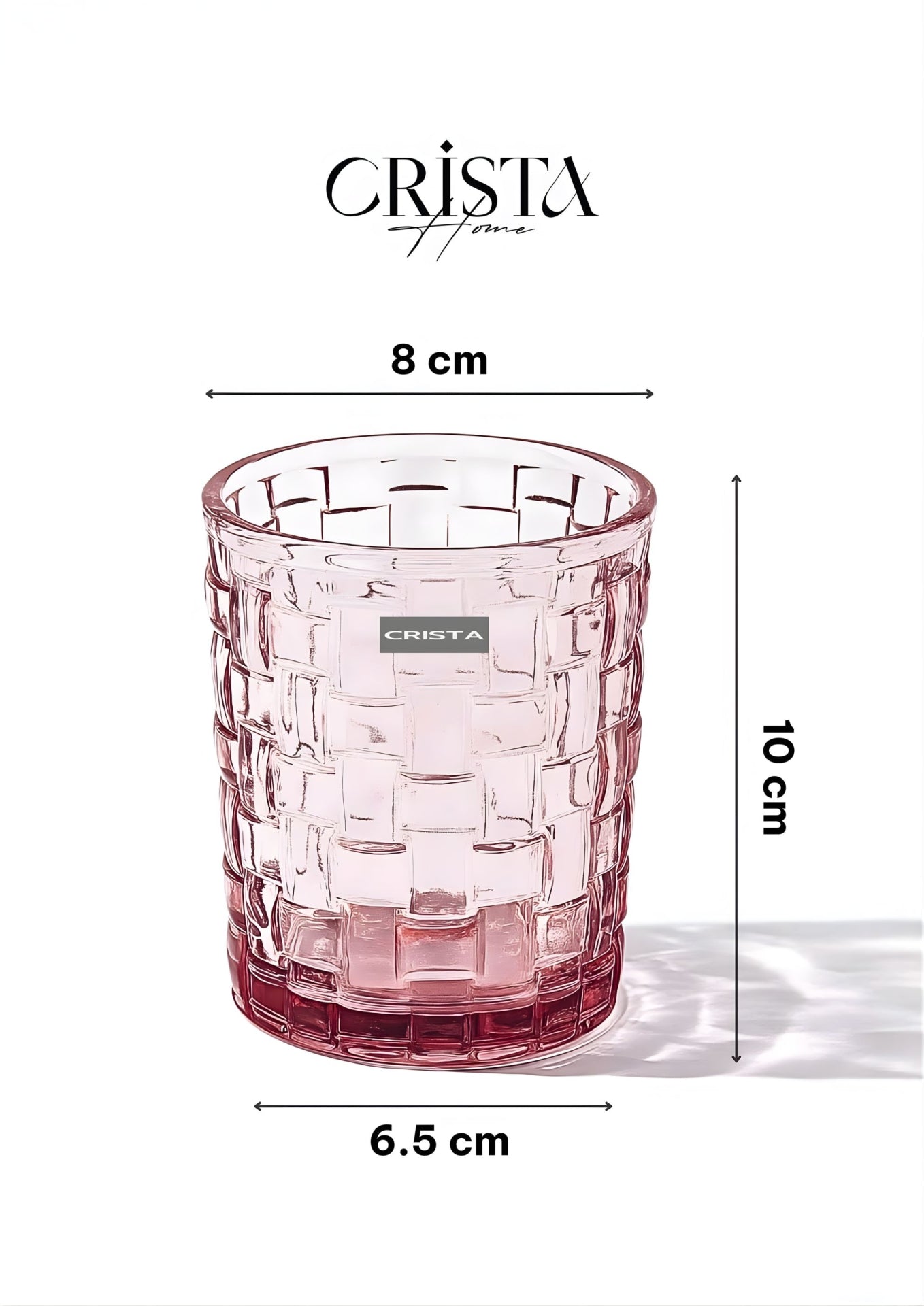 SET OF 6 CHECKERED GLASS TUMBLERS – PINK