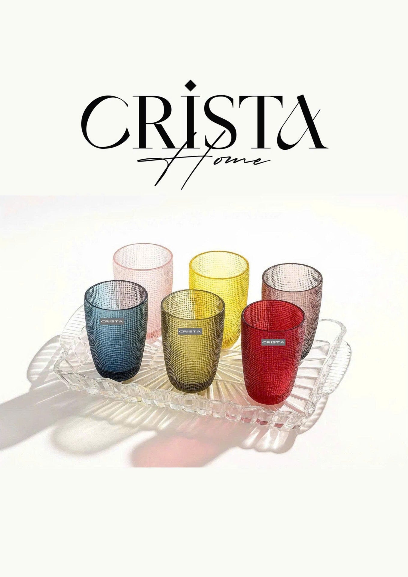EMBOSSED MESH GLASS TUMBLER SET(420ML) – MULTICOLOR
