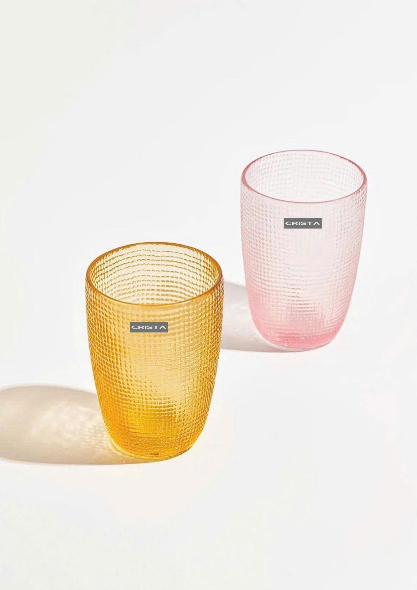 EMBOSSED MESH GLASS TUMBLER SET(420ML) – MULTICOLOR