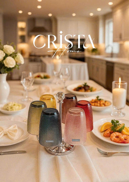 EMBOSSED MESH GLASS TUMBLER SET(420ML) – MULTICOLOR