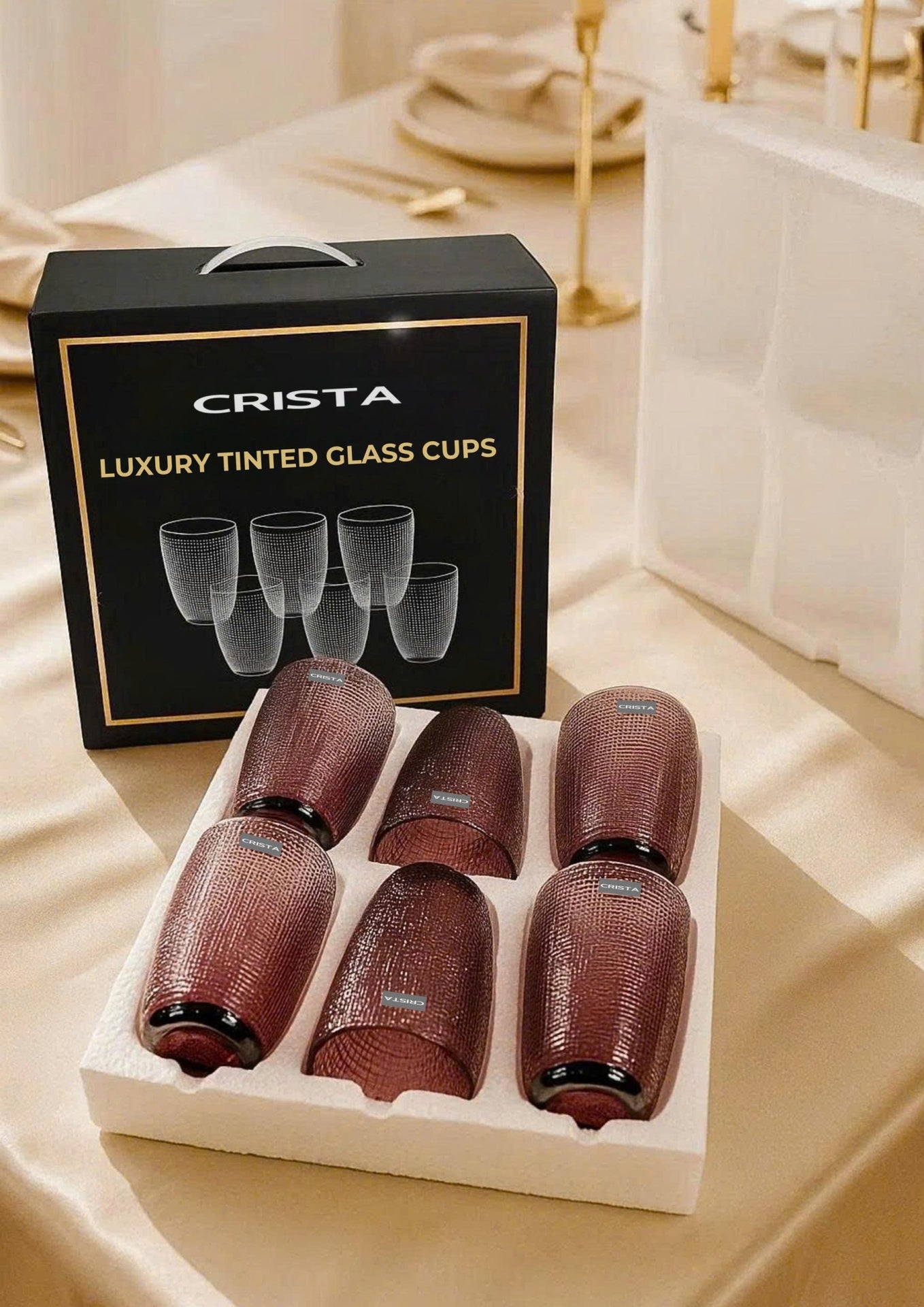 EMBOSSED MESH GLASS TUMBLER SET(420ML) – PURPLE