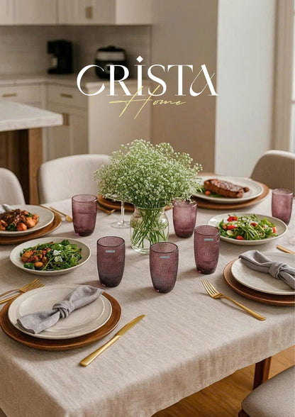 EMBOSSED MESH GLASS TUMBLER SET(420ML) – PURPLE