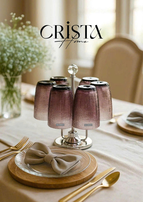 EMBOSSED MESH GLASS TUMBLER SET(420ML) – PURPLE