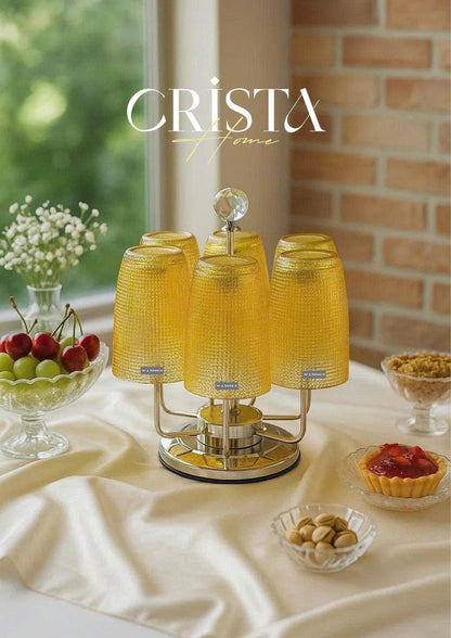 EMBOSSED MESH GLASS TUMBLER SET(420ML) – GOLD