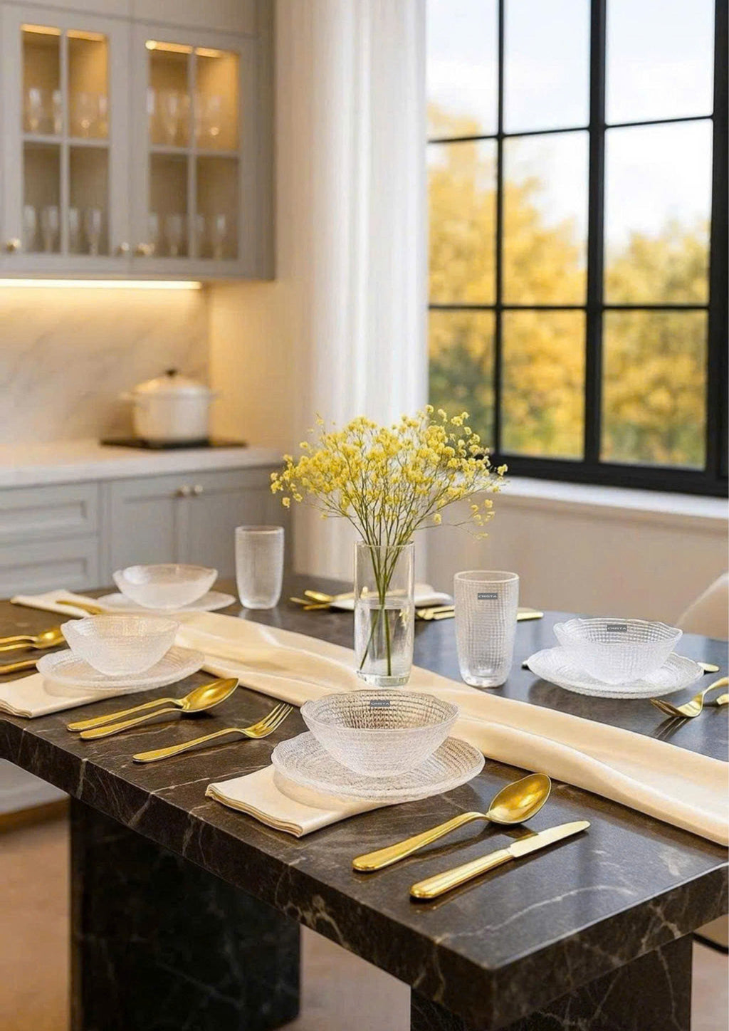 SET OF 6 EMBOSSED MESH-PATTERN GLASSWARE PIECES - WHITE