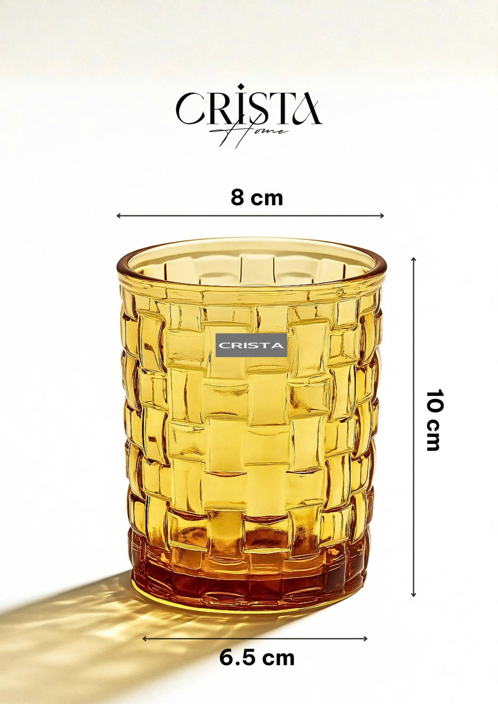 SET OF 6 CHECKERED GLASS TUMBLERS – GOLD