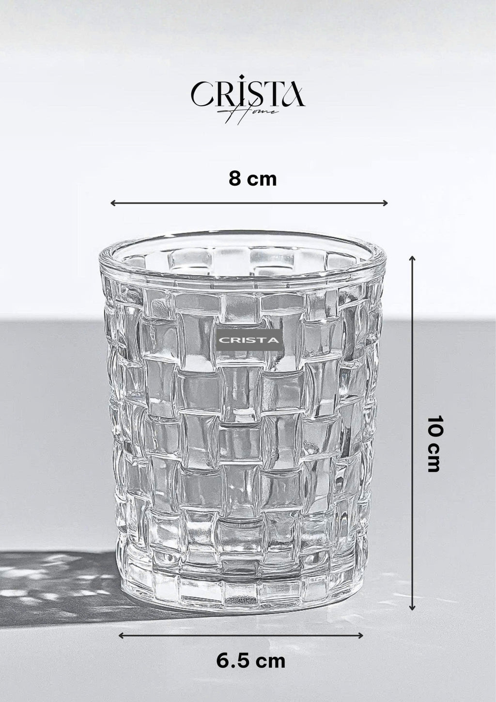 SET OF 6 CHECKERED CLEAR GLASS TUMBLERS
