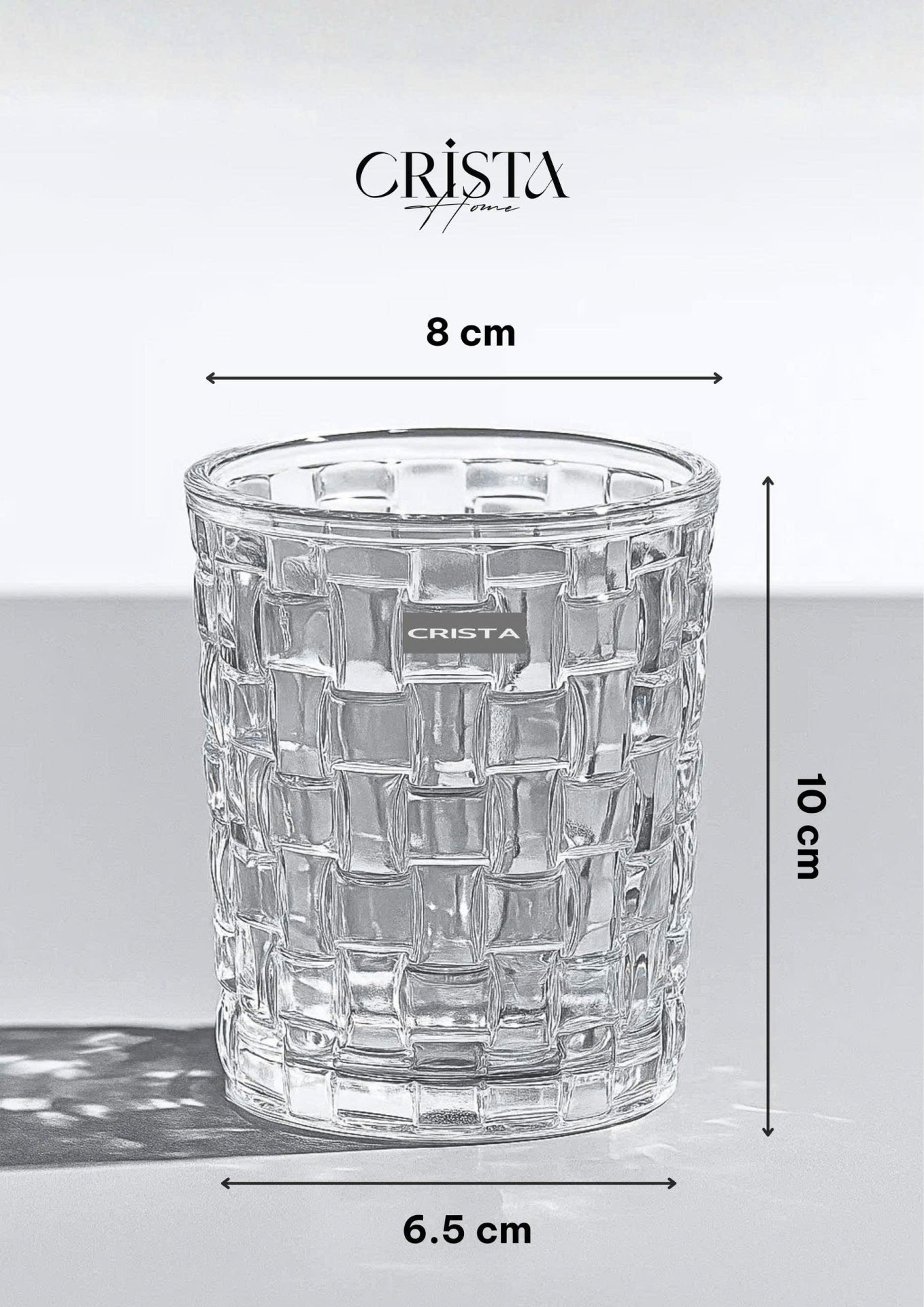 SET OF 6 CHECKERED CLEAR GLASS TUMBLERS