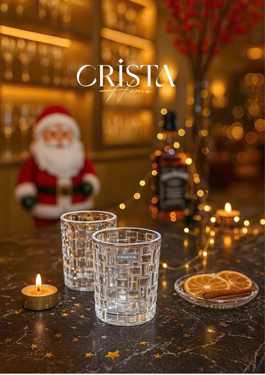 SET OF 6 CHECKERED CLEAR GLASS TUMBLERS