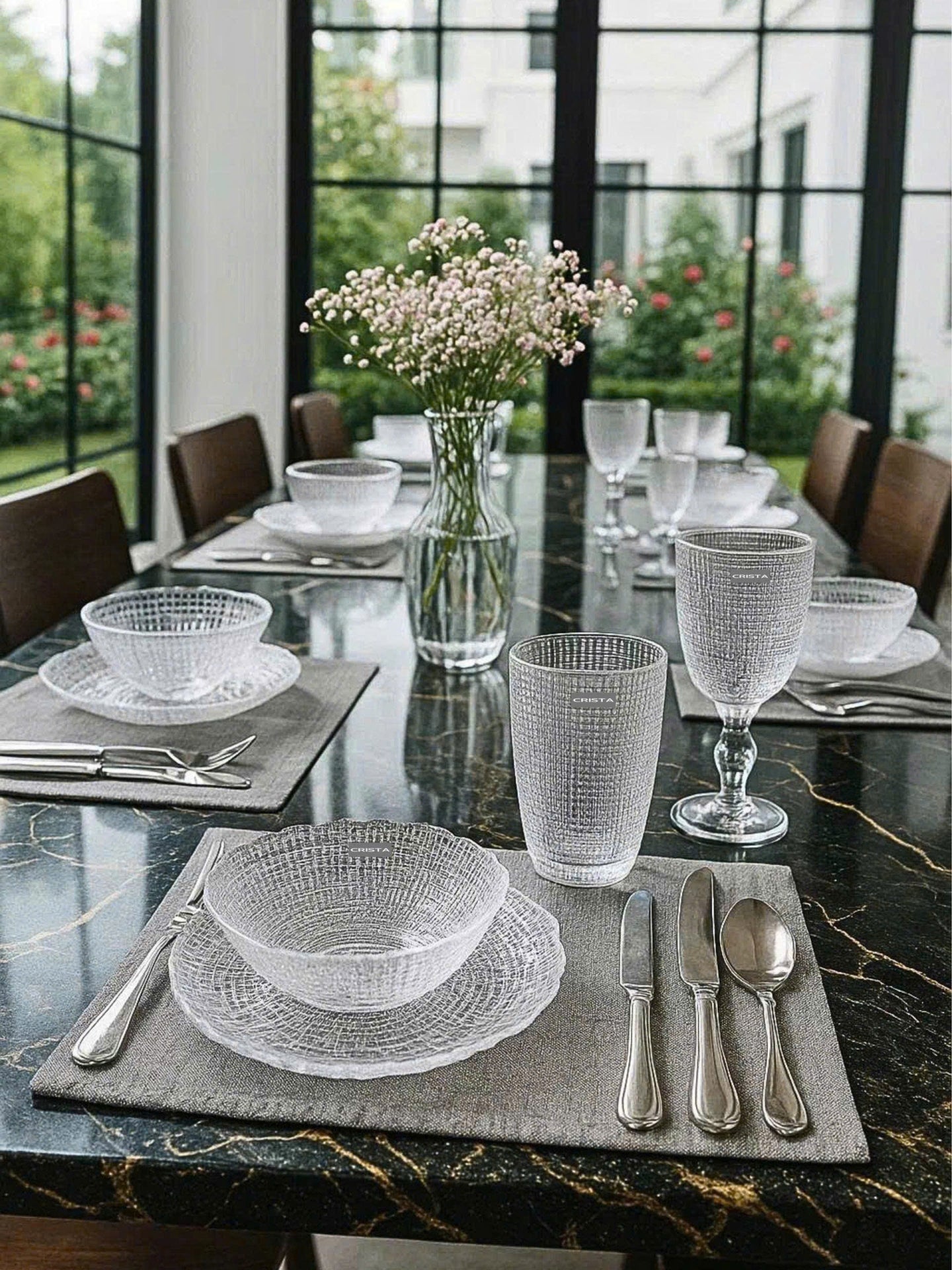 SET OF 6 MESH-PATTERN GLASS TUMBLERS – WHITE