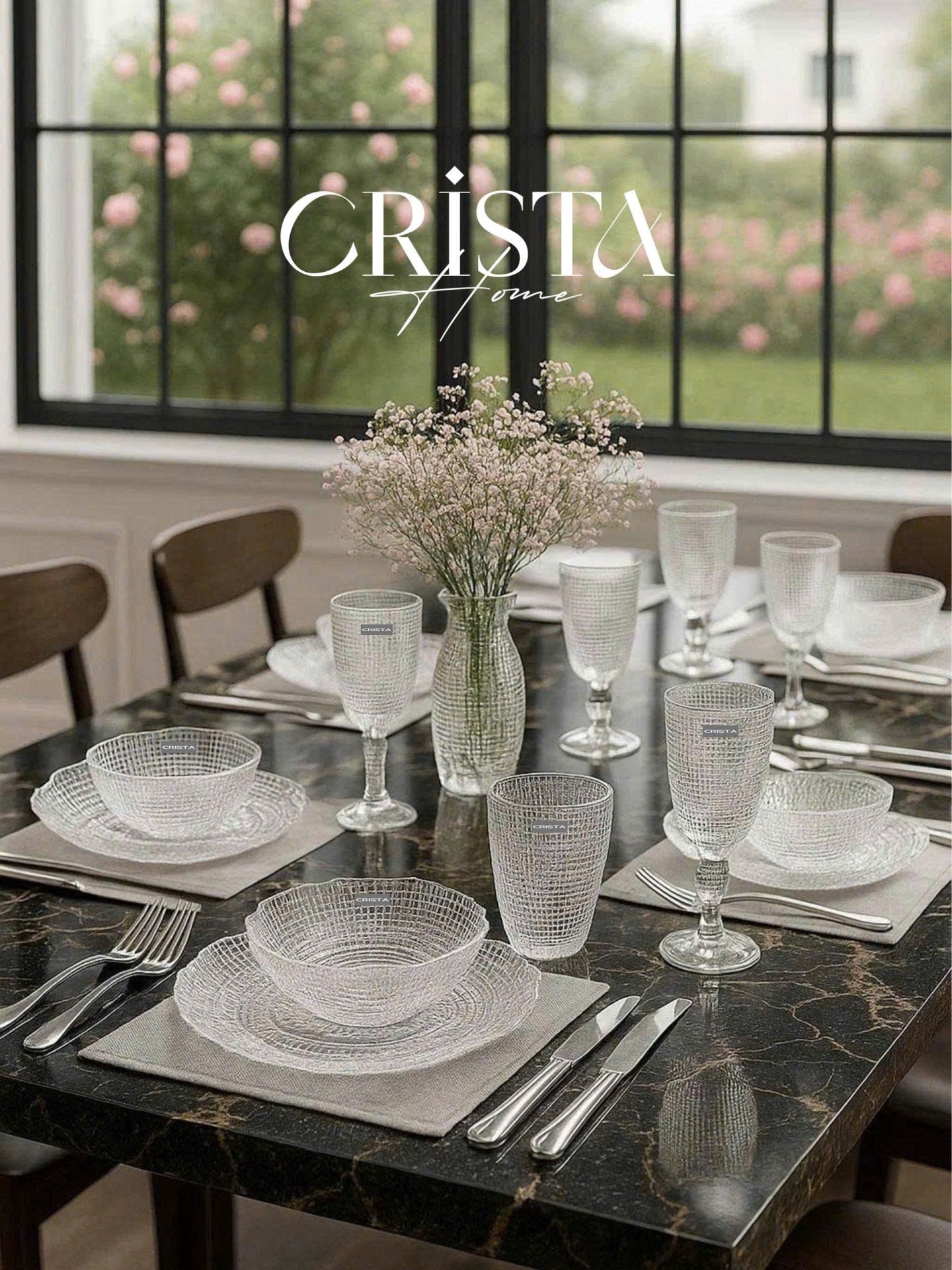 SET OF 6 MESH-PATTERN GLASS TUMBLERS – WHITE