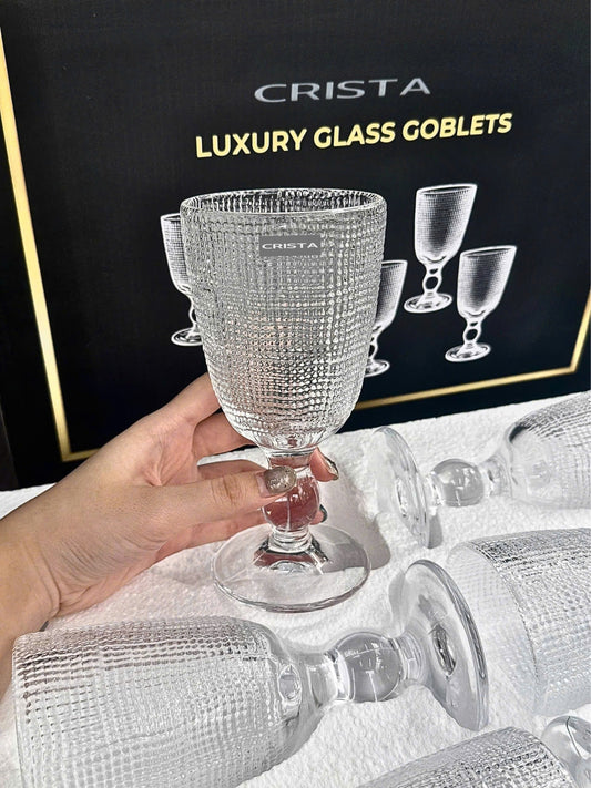 SET OF 6 MESH-PATTERN GLASS TUMBLERS – WHITE