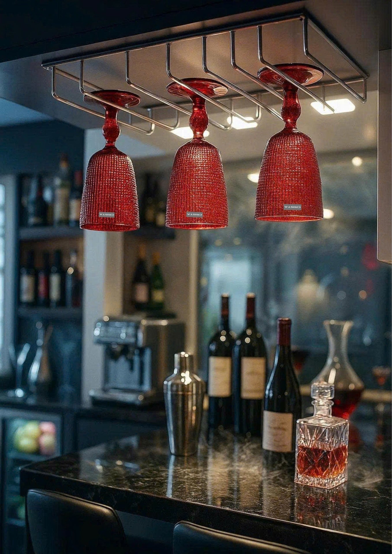 SET OF 6 MESH-PATTERN GLASS TUMBLERS – RED