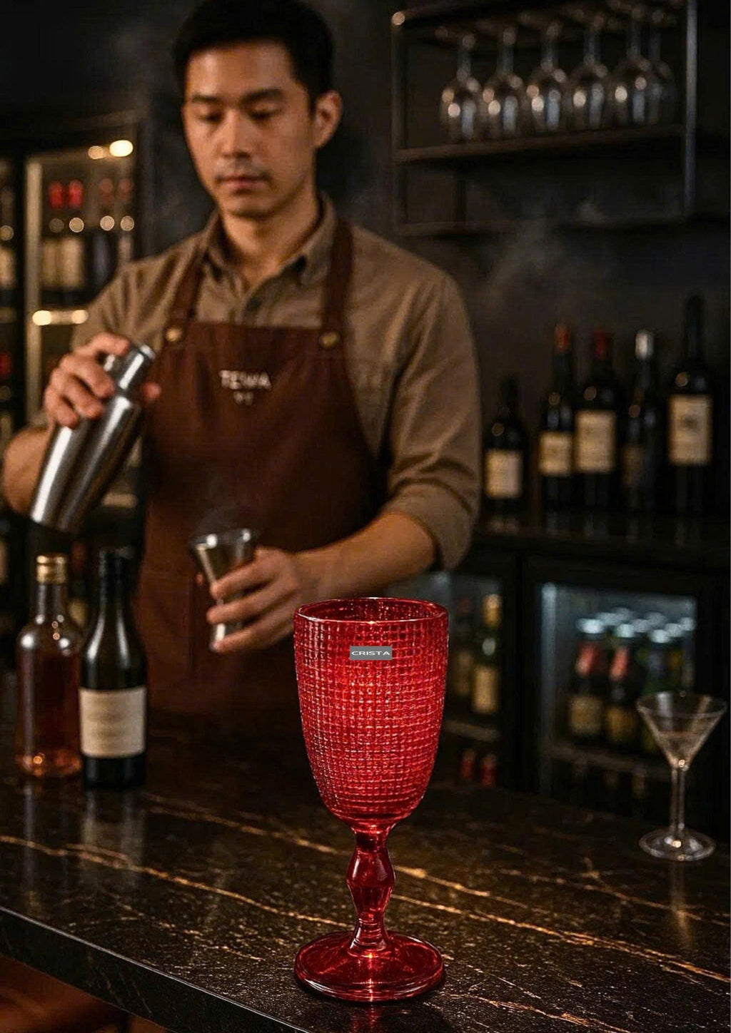 SET OF 6 MESH-PATTERN GLASS TUMBLERS – RED