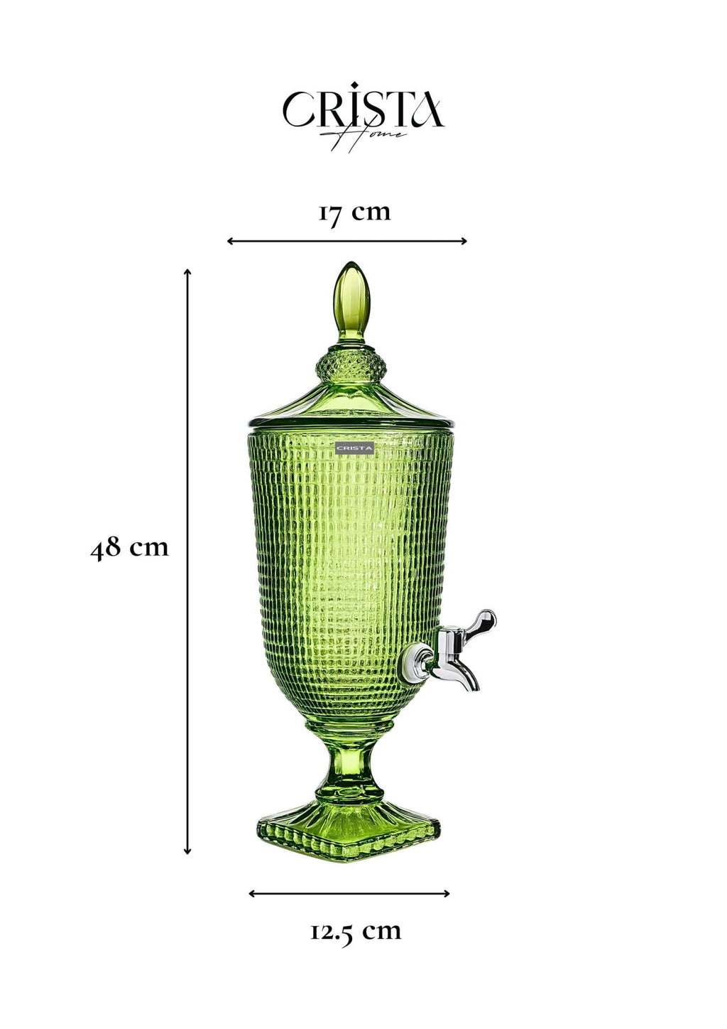 3.3L Mesh-Pattern Glass Beverage Dispenser with Lid – Green