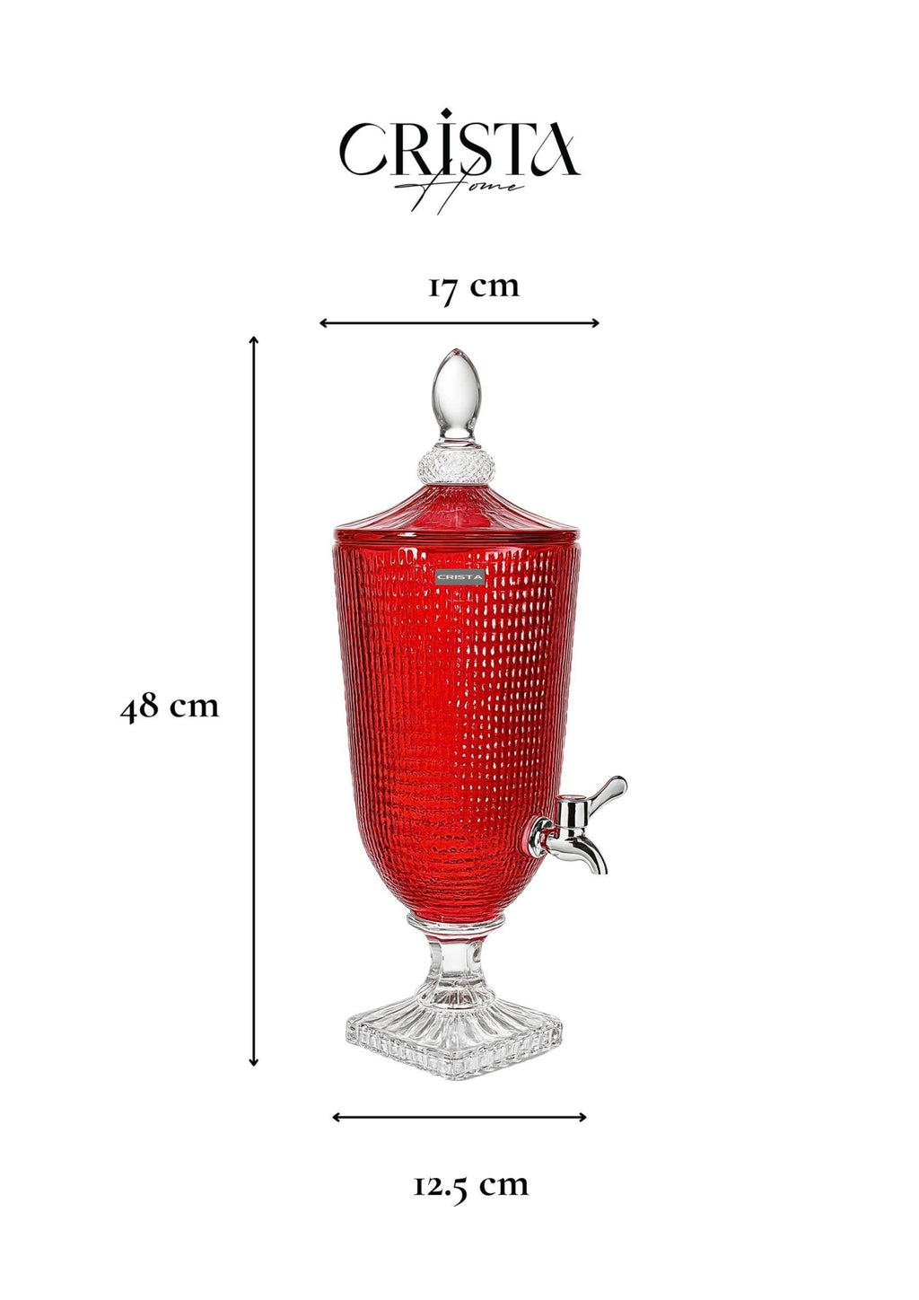 3.3L Textured Glass Beverage Dispenser with Mesh Pattern – Red