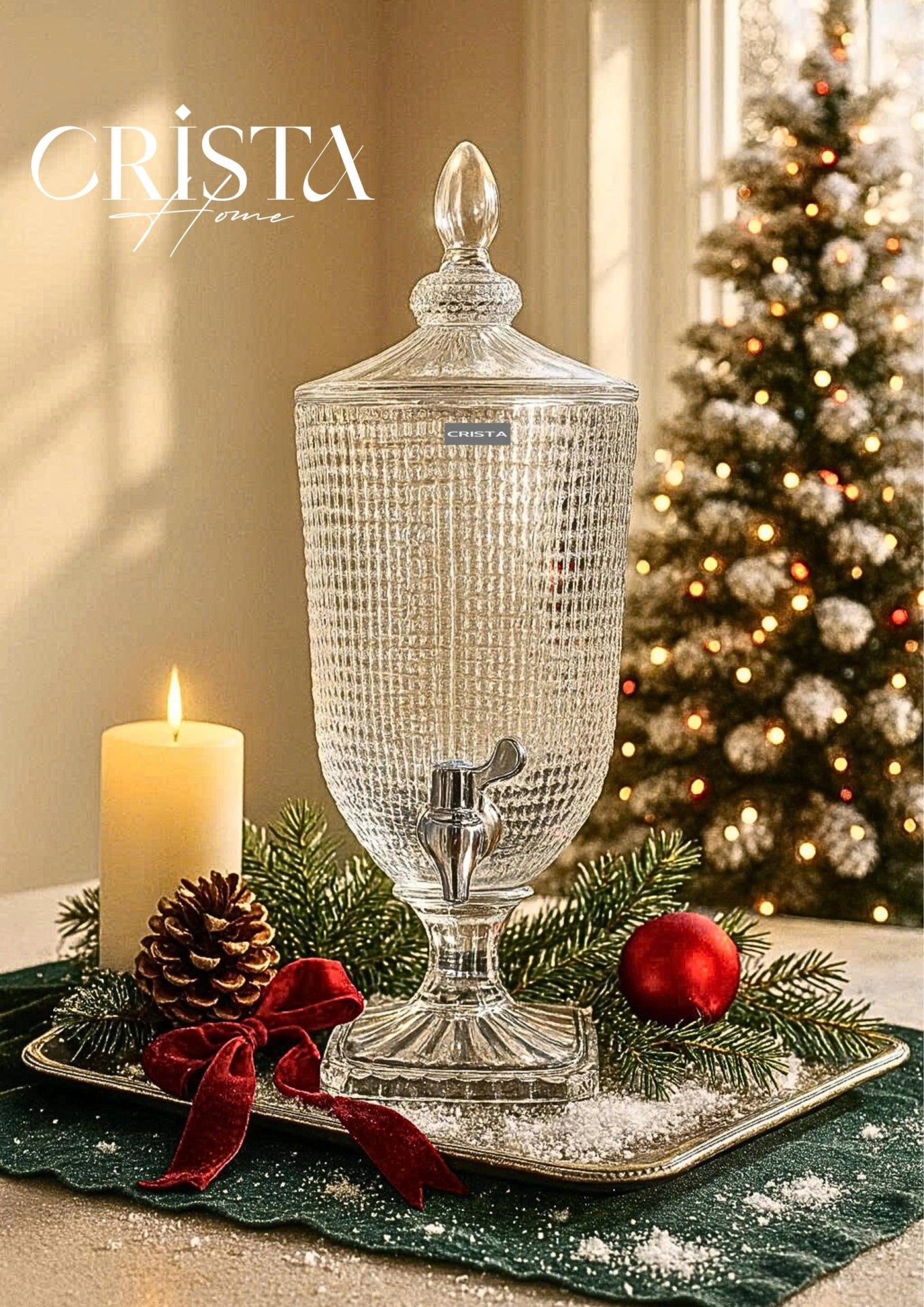 3.3L Mesh Glass Dispenser with Clear Finish