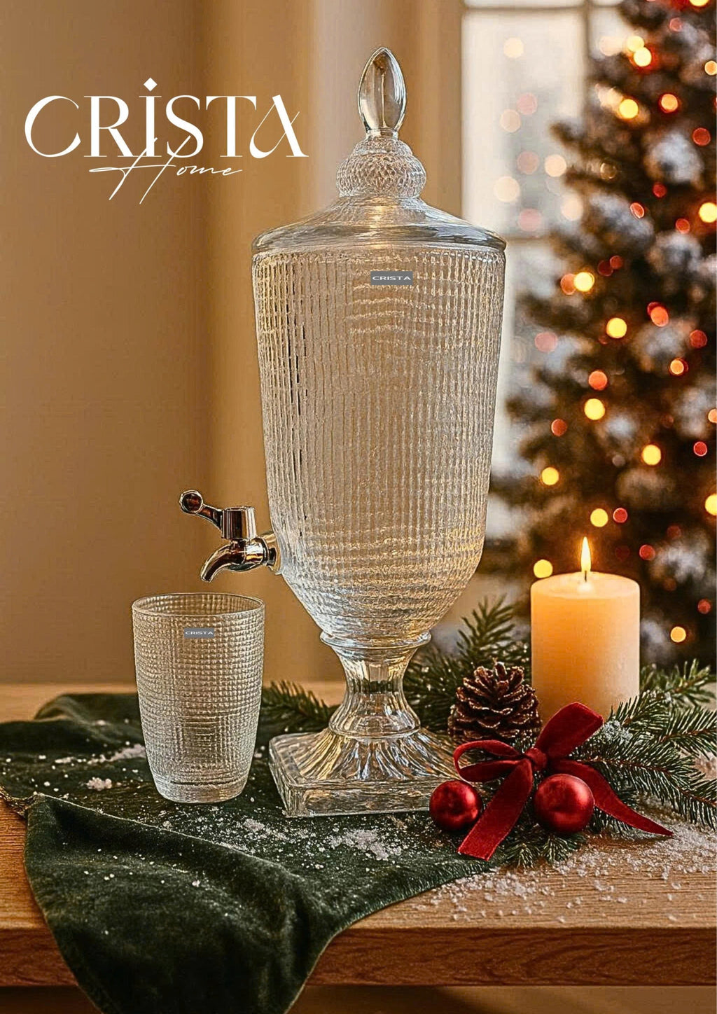 3.3L Mesh Glass Dispenser with Clear Finish