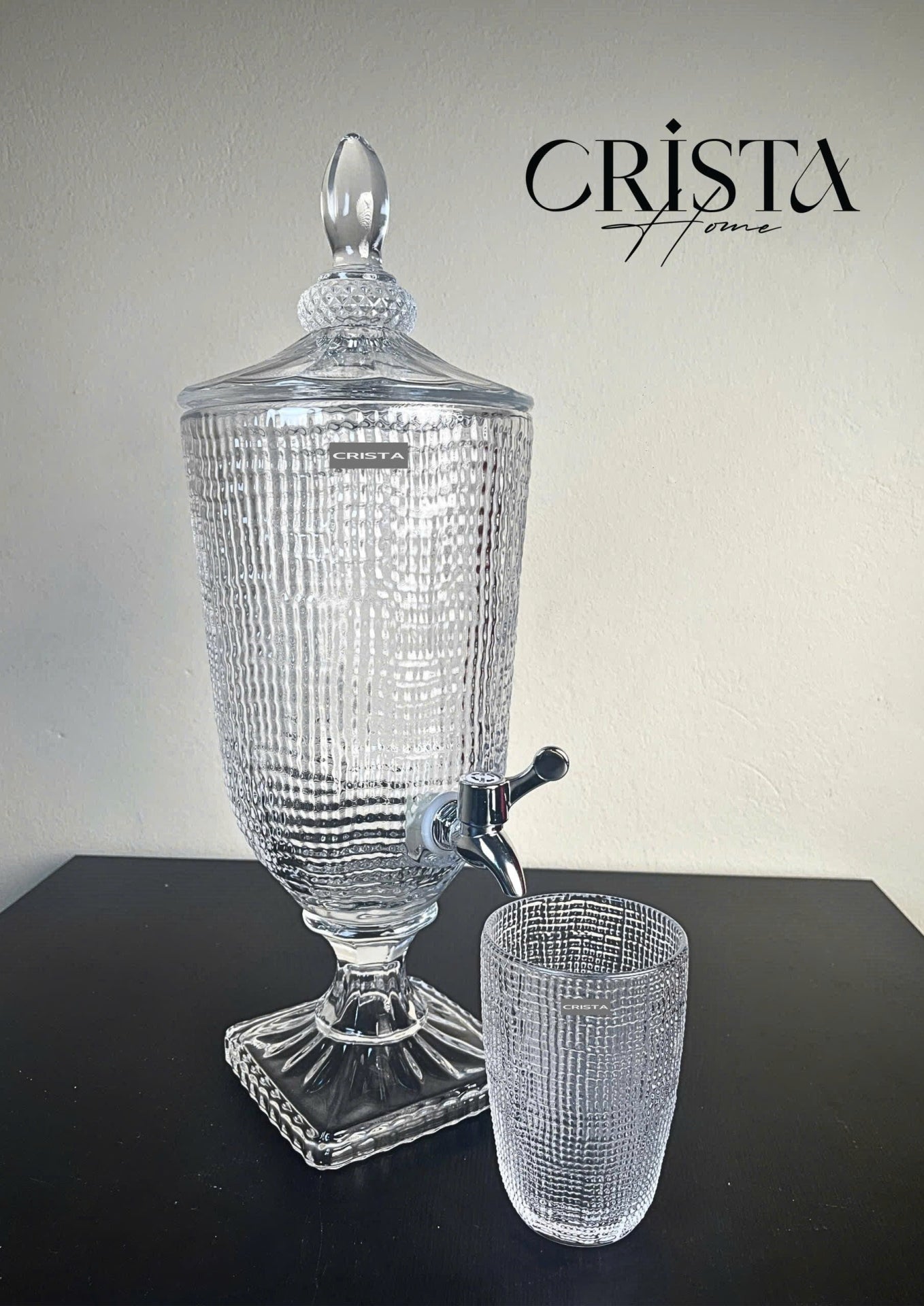 3.3L Mesh Glass Dispenser with Clear Finish