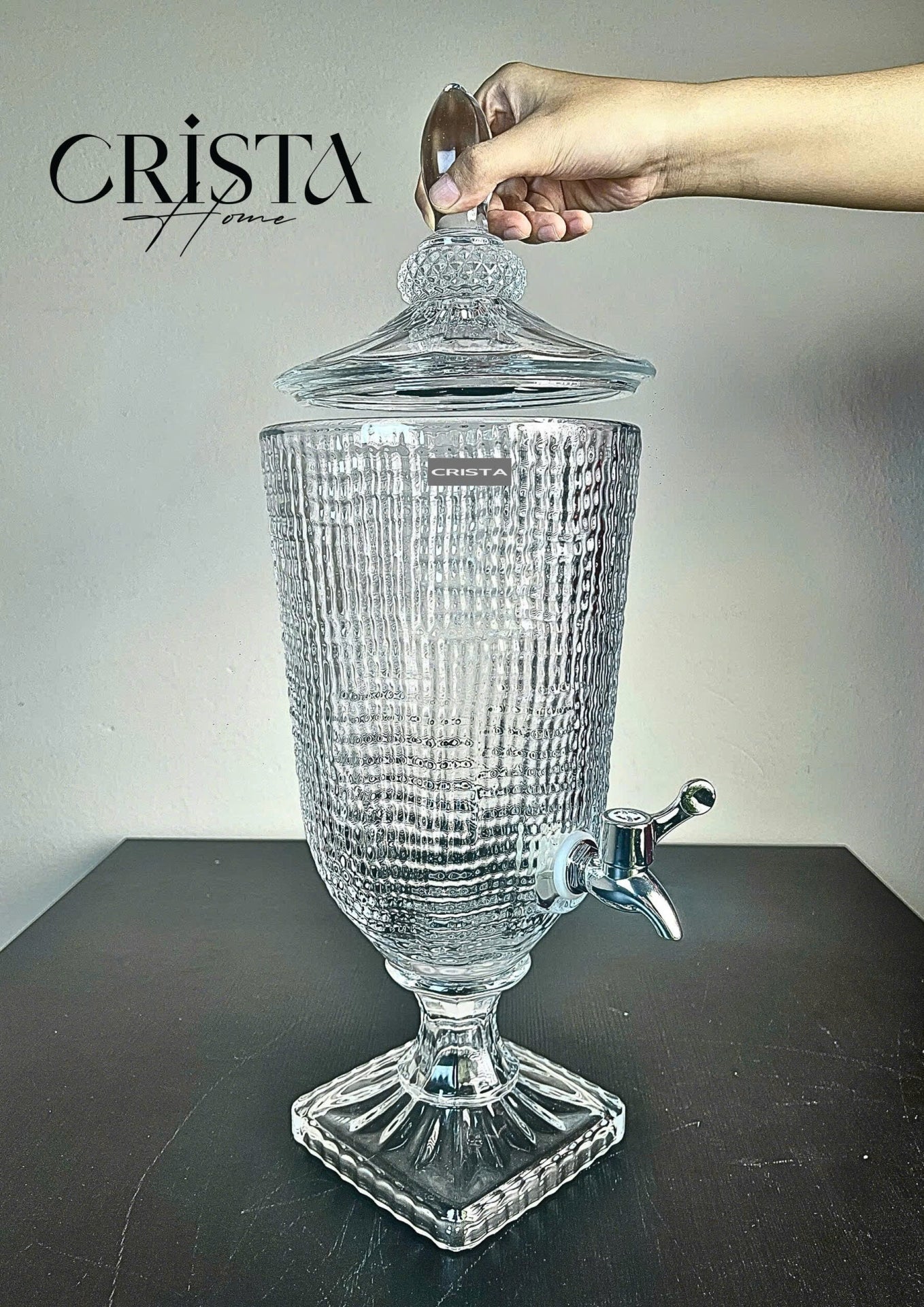 3.3L Mesh Glass Dispenser with Clear Finish