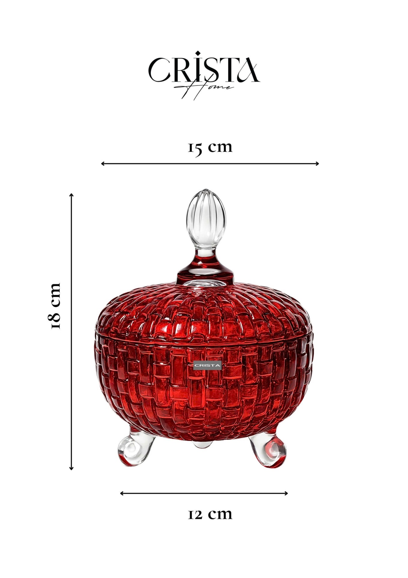 Set of 2 Checkered Glass Jam Jars – Red