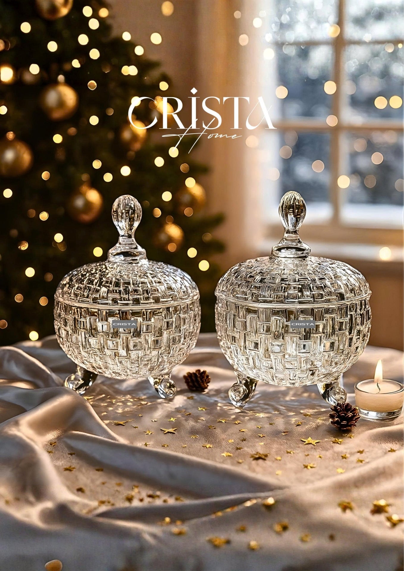 Set of 2 Checkered Glass Jam Jars – Clear Color