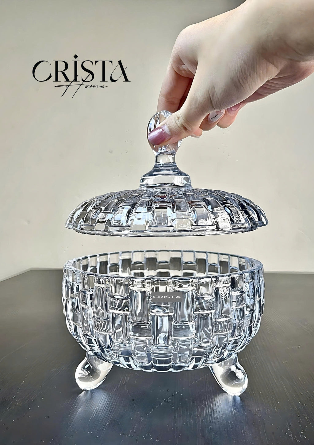 Set of 2 Checkered Glass Jam Jars – Clear Color