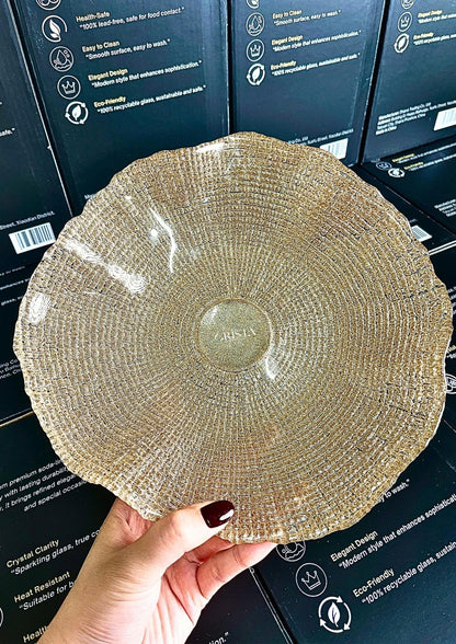 EMBOSSED MESH PEDESTAL PLATE 24 CM – 3 COLORS