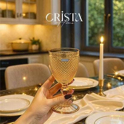 SET OF 6 DIAMOND-PATTERN GLASS TUMBLERS (300 ML)