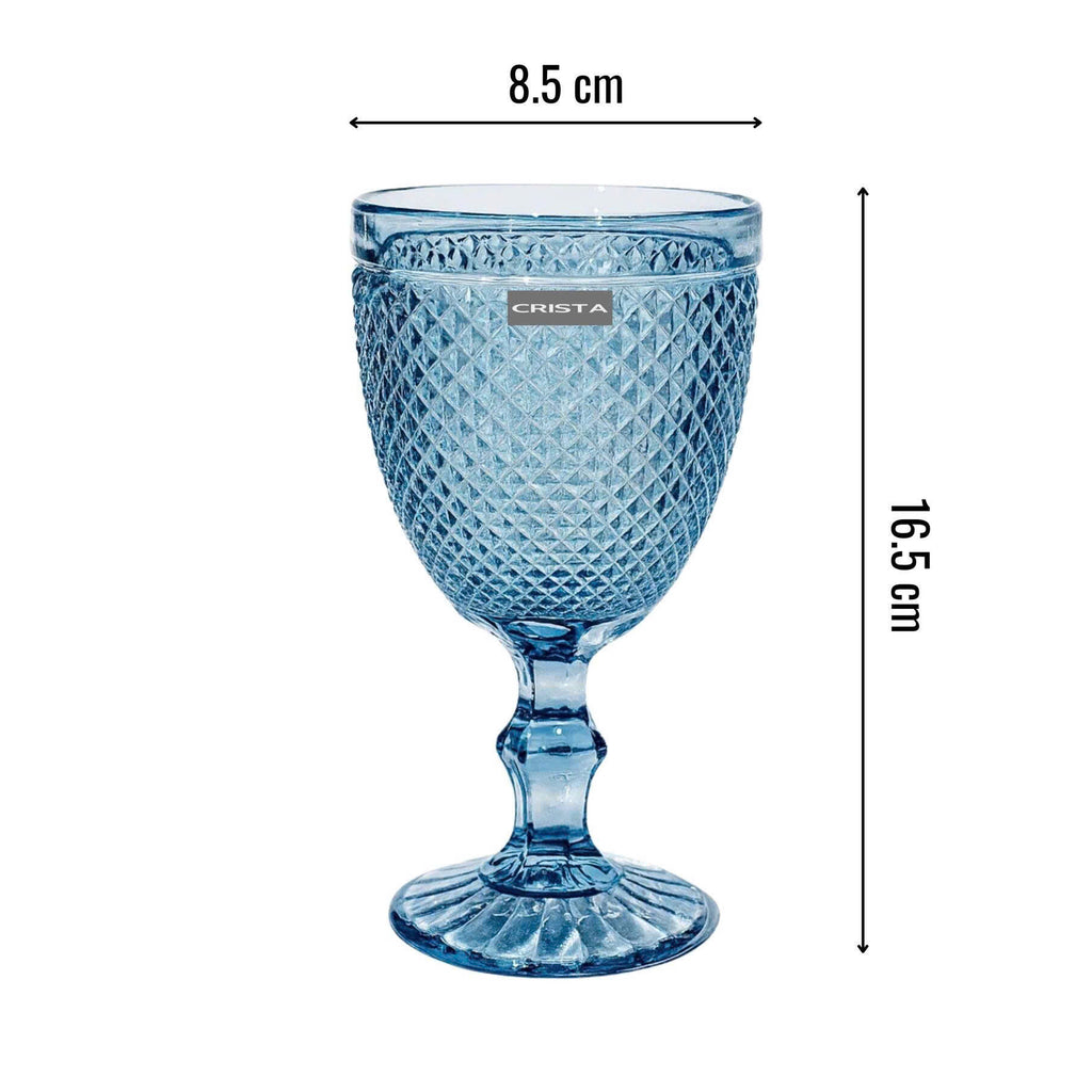 SET OF 6 DIAMOND-PATTERN GLASS TUMBLERS (300 ML)