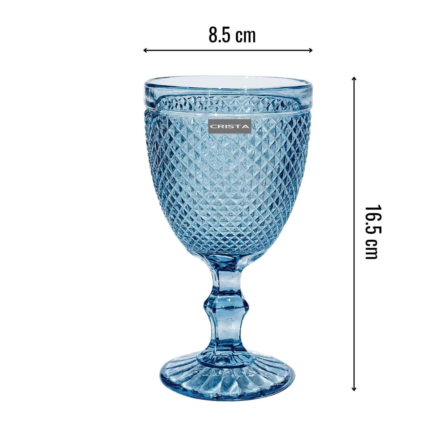 SET OF 6 DIAMOND-PATTERN GLASS TUMBLERS (300 ML)