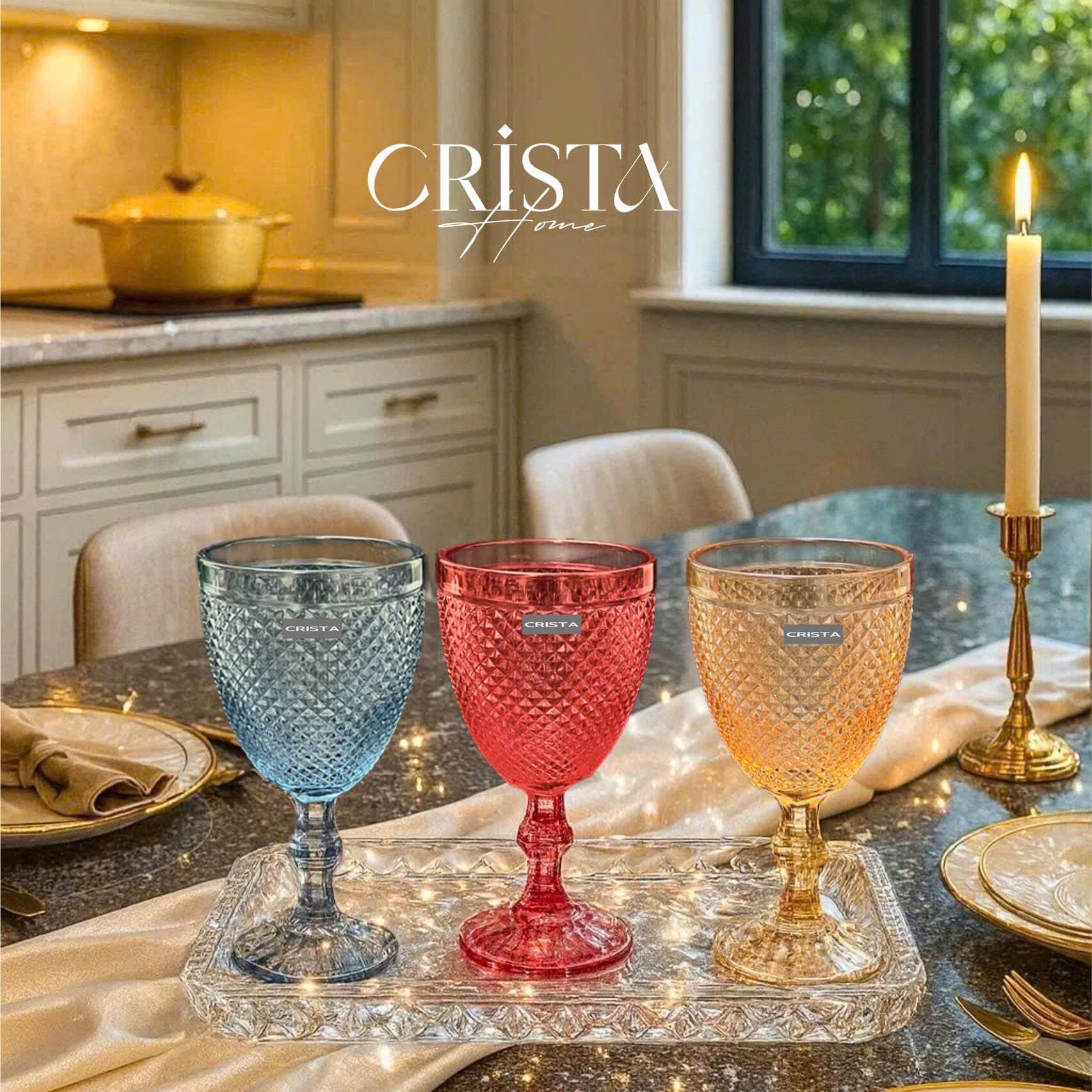 SET OF 6 DIAMOND-PATTERN GLASS TUMBLERS (300 ML)